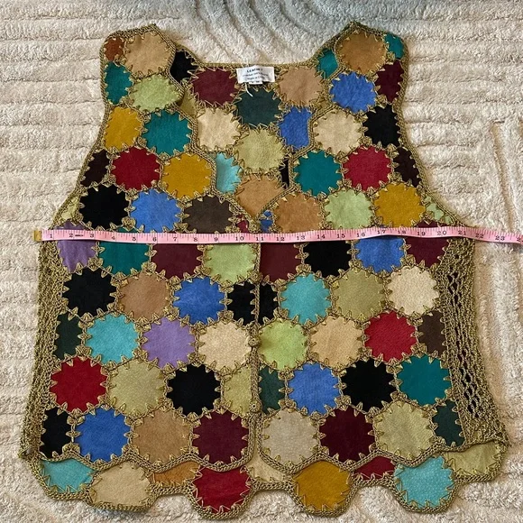 Vintage Multicolor Patchwork Crochet Vest - Picture 9 of 10